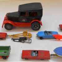 Small-lot-vintage-diecast-cars-LONE-STAR-Tuf-Tots-complete-with-cars-boats-trailers-petrol-bowsers-and-trucks-etc-Sold-for-50-2019