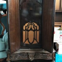 vintage-valve-radio-cabinet-Veneered-with-decorative-doors-and-hinged-lid-Sold-for-56-2019