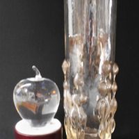 2-pcs-Scandinavian-art-glass-inc-MATS-JONASSON-apple-on-base-and-vase-with-embossed-female-forms-Sold-for-25-2019