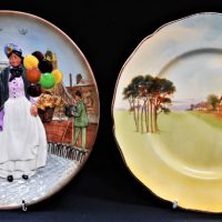 2-x-Royal-Doulton-Cabinet-Plates-Biddy-Penny-FarthingD6666-Cottages-Sold-for-68-2019
