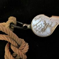 Acme-Thunderer-whistle-engraved-to-side-Brian-original-owner-killed-at-Gallipoli-landing-Dad-with-military-knotted-cord-Sold-for-68-2019