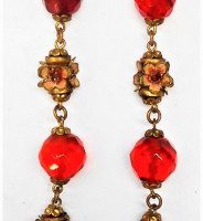 Art-Deco-necklace-gilt-chain-linked-with-red-stones-gilt-floral-beads-Sold-for-50-2019