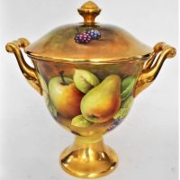 COALPORT-Twin-Handled-Lidded-URN-Hand-Painted-Fruit-Pattern-Artist-signed-N-Lear-19-5cm-H-Sold-for-50-2019