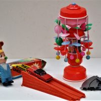 Group-Lot-Vintage-TOYS-incl-Ideal-Motorific-Cars-and-Track-Boxed-Magic-Running-Wheel-Celluloid-wind-up-Merry-go-Round-with-Key-working-Sold-for-35-2019