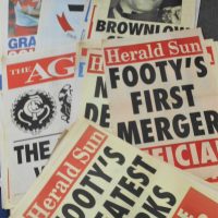 Quantity-of-FOOTBALL-related-1990s-Herald-Sun-The-Age-Milk-Bar-Advertising-posters-incl-Lions-Deal-Hope-Crunch-Day-Balmes-Lashes-Demons-etc-Sold-for-93-2019