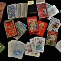 Small-box-lot-vintage-card-games-inc-Happy-Families-Richard-Greene-in-Televisions-ROBIN-HOOD-Animal-Rummy-etc-Sold-for-112-2019