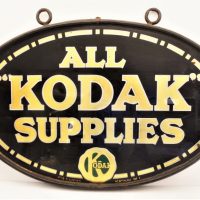 Vintage-metal-framed-glass-double-sided-advertising-sign-ALL-KODAK-SUPPLIES-marked-Franco-Signs-W1-Sold-for-385-2019