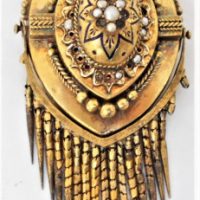 c1880-oval-pinchbeck-Pendant-with-detachable-lower-fringe-and-set-with-seed-pearls-some-missing-Sold-for-149-2019