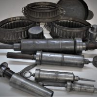 13-x-early-19th-century-Kitchenalia-Cooking-items-incl-3-x-oval-Tin-aspic-Moulds-Pewter-sausage-doughnut-maker-icing-pipers-pastry-shaper-some-wi-Sold-for-130-2019