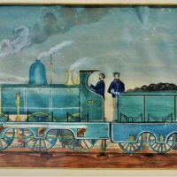 Framed-c18901900-Nave-Watercolour-Painting-THE-LOCOMOTIVE-Unsigned-21x32cm-Sold-for-87-2019