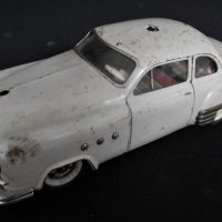 1950s-SHUCO-clockwork-car-White-2-door-coupe-with-red-interior-Sold-for-56-2019