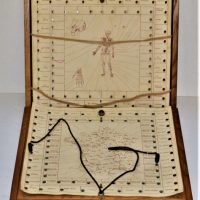 Vintage-French-wooden-cased-boperated-knowledge-Game-probe-red-light-feats-Skeleton-parts-map-Sold-for-50-2019
