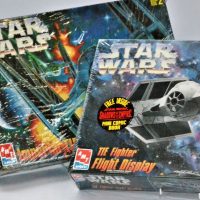 Vintage-STAR-WARS-mint-in-boxes-unmade-ERTL-AMT-kits-inc-Imperial-TIE-Fighters-and-Tie-Fighter-Flight-Display-Sold-for-87-2019