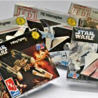 Vintage-STAR-WARS-mint-in-boxes-unmade-ERTL-MPC-kits-inc-Y-X-and-A-Wing-Fighters-and-TIE-INTERCEPTOR-Sold-for-75-2019