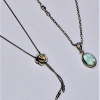 2-x-pces-Jewellery-2-necklaces-incl-Moonstone-pendant-with-silver-chain-silver-chain-floral-necklace-Sold-for-35-2019