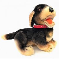 C-1950s-STEIFF-seated-Beppo-Dachshund-swivel-head-glass-eyes-red-collar-stitched-nose-button-to-ear-approx-15cm-H-Sold-for-62-2019