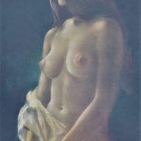 Framed-Print-Semi-Nude-Serene-Lady-signed-lower-right-Leo-Jansen-90cm-H-45cm-W-Sold-for-224-2019