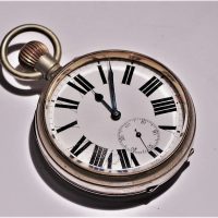 Mens-Silver-Plate-Pocket-Watch-6cm-D-Enamel-Face-Roman-Numerals-Dial-Sold-for-87-2019