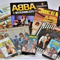 Small-lot-ABBA-items-inc-1977-Juke-Box-Magazine-ABBA-Special-2-x-vinyl-records-45s-Dancing-Queen-Tiger-Pressing-Waterloo-3-x-cassettes-Fan-cl-Sold-for-37-2019