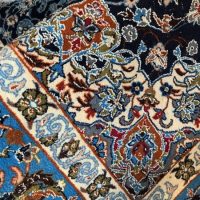 Vintage-Persian-style-rug-in-lovely-blue-tones-with-stylised-floral-and-fish-design-great-con-approx-12-M-x-19-M-Sold-for-174-2019