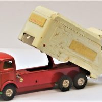 Vintage-pressed-Tin-toy-friction-garbage-truck-Department-of-Sanitation-Mercedes-with-push-button-tilt-operation-Approx-37cml-Sold-for-75-2019
