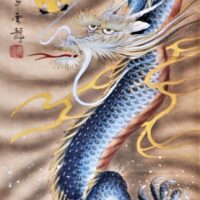 large-HPainted-Oriental-Scroll-THE-DRAGON-THE-ORB-Signed-w-Characters-upper-left-approx-15-meters-long-Sold-for-75-2019