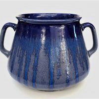 1930s-Melrose-Australian-Ware-pottery-vase-two-tone-blue-drip-glaze-with-handles-marked-to-base-17cms-H-Sold-for-149-2020