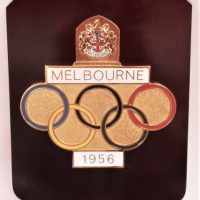 1956-MELBOURNE-Olympics-Wall-Plaque-mounted-on-Wooden-Plinth-Sold-for-35-2020