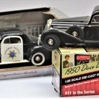 3-x-diecast-and-other-scale-model-vintage-cars-inc-boxed-1936-Pontiac-Deluxe-Police-Car-mint-in-box-1950-Divco-delivery-truck-with-Texaco-livery-et-Sold-for-62-2020