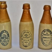 3-x-vintage-stoneware-GINGER-BEER-BOTTLES-inc-George-Wilmot-Colac-Franklin-Co-Balaclava-T-Waterfield-Horsham-Sold-for-149-2020