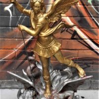 Large-vintage-plaster-ware-figure-Saint-Gabriel-and-Satan-no-marks-sighted-88cm-af-Sold-for-56-2020