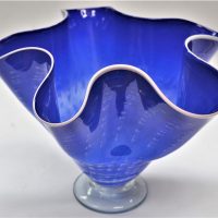 Stephen-Morris-Australian-Art-Glass-blue-white-folded-vase-Approx-19cm-tall-Signed-to-base-Sold-for-68-2020