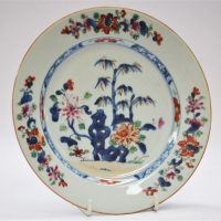 Vintage-Oriental-hand-painted-multi-colored-plate-featuring-floral-border-bamboo-flowers-to-centre-23cms-D-Sold-for-112-2020