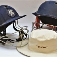 Group-lot-Vintage-Cricket-Helmets-Hats-VICTORIA-Cricket-Association-Helmet-w-emblem-to-front-AS-NEW-Greg-Chappell-Hat-w-tags-etc-Sold-for-47-2019