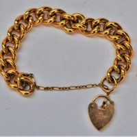 Heavy-chunky-Sterling-silver-gold-plate-curb-link-bracelet-with-heart-lock-TW-628-grms-Sold-for-62-2019