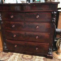 Large-Victorian-Chest-of-Drawers-Flame-Mahogany-veneer-serpentine-front-to-squared-shoulders-w-Carved-Corbels-to-top-bottom-MOP-Inlay-to-knobs-Sold-for-211-2019