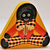 1930s-yellow-Pascals-Golly-triangular-shaped-confectionery-tin-Sold-for-99-2020