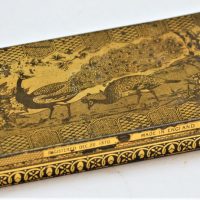 Early-1900s-decorative-gilt-metal-BRYANT-and-MAYS-Royal-Wax-Vestas-tin-with-image-of-peacocks-on-the-lid-Sold-for-37-2020