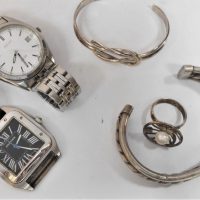 Group-lot-incl-2-x-Mens-watches-Seiko-Cartier-2-x-Sterling-Silver-bracelets-and-Sterling-silver-ring-with-pearl-central-feature-Sold-for-99-2020