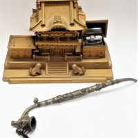 Group-lot-incl-Vintage-Japan-NIKKO-YOMEIMON-Antimony-Musical-Smokers-Set-in-the-form-of-a-Pagoda-and-Ornate-metal-Smokers-pipe-with-butterfly-detail-Sold-for-50-2020