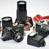 Group-of-Camera-Equipment-incl-Ricoh-KR10-ASHI-Pentax-K1000-Lenses-Tripod-Camera-Bag-etc-Sold-for-112-2020