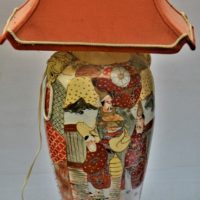 Vintage-SATSUMA-hand-painted-table-lamp-with-shade-Damage-sighted-Sold-for-43-2020