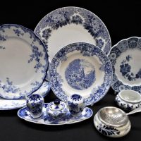 Group-lot-Blue-White-China-incl-Delft-Cruet-set-Tea-Strainer-Pot-Ridgways-Plates-Copeland-Spode-etc-Sold-for-68-2020