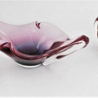 Group-lot-MURANO-Pink-toned-glass-incl-free-form-Bowl-Small-shallow-dish-Heavy-squat-vase-Sold-for-31-2020