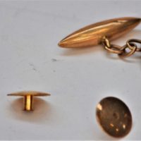 Group-lot-gold-pair-vintage-9ct-rose-golf-cufflinks-with-blue-enamel-stripes-studs-etc-TW-2-5-grms-approx-Sold-for-31-2020