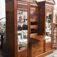 Large-Edwardian-blackwood-twin-single-wardrobes-with-Secretaire-fitted-to-centre-comes-apart-for-transporting-Sold-for-186-2020