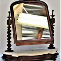 Rocke-Co-Melb-Australian-made-c1890-Victorian-cedar-Toilet-Mirror-marble-top-with-barley-twist-supports-original-brass-badge-sighted-to-back-Sold-for-87-2020