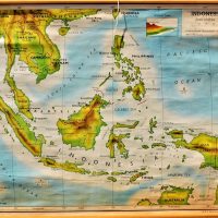 Vintage-canvas-hanging-map-educational-map-Indonesia-HECRobinson-PL-Melb-Approx-88cmh-x-104cmw-Sold-for-68-2020