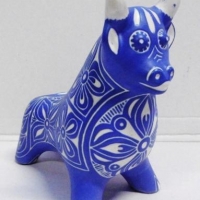 Vintage Pablo Zabal Chilean pottery bull figure - Sold for $62 - 2016