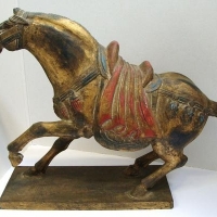 Vintage carved Chinese wooden horse - 41cm tall - Sold for $75 - 2016